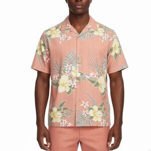 Tommy Bahama Mens Pink Floral 100% Silk Hawaiian Shirt Size L